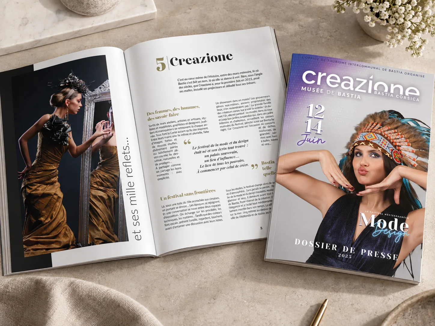 Magazine Creazione : couverture et pages intérieures, communication visuelle